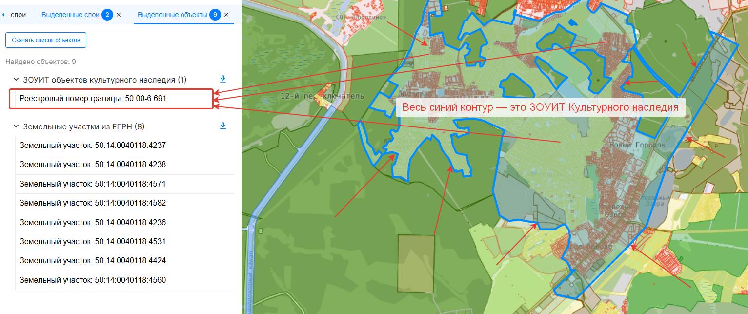 Смотрим з/у в зоне ЗОУИТ Культурного наследия